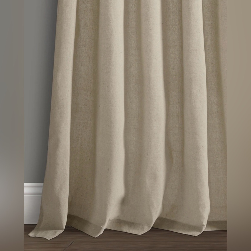 Porch & Den Alsea Burlap Knotted Tab Top Window Curtain Panel Pair - Picture 3 of 9
